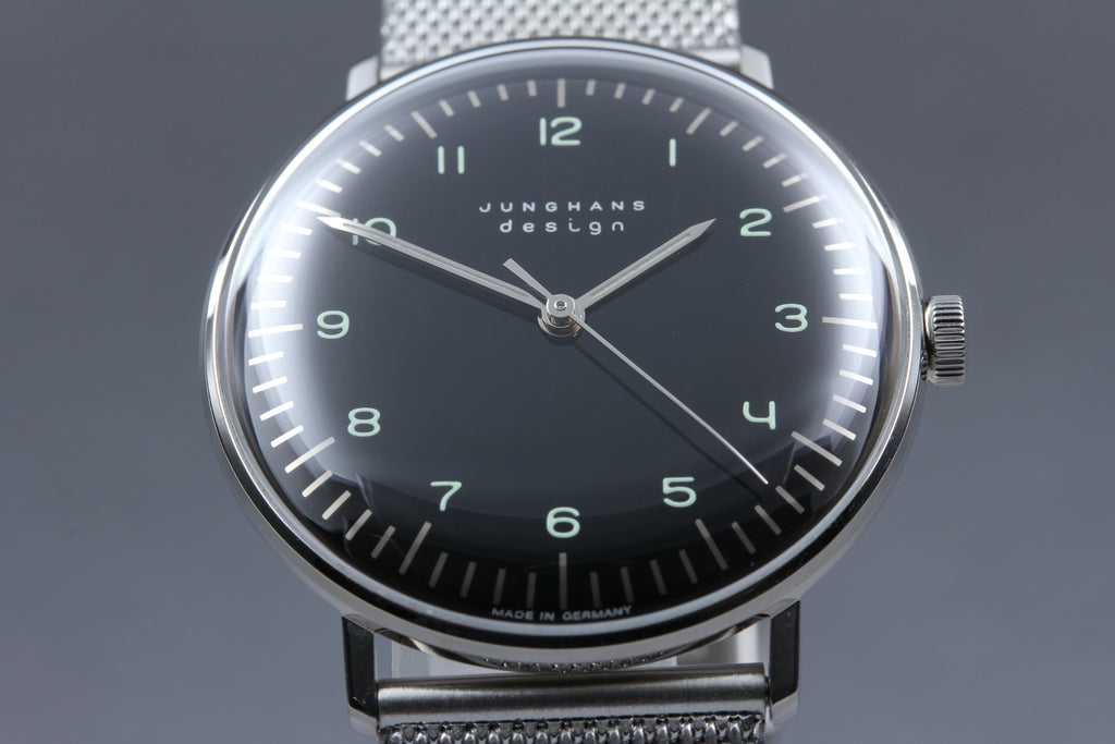 JUNGHANS バウハウス ﾏｯｸｽﾋﾞﾙ ドイツ製 高級ミニマルデザイン｜サファイアクリスタル｜メッシュベルト メンズ