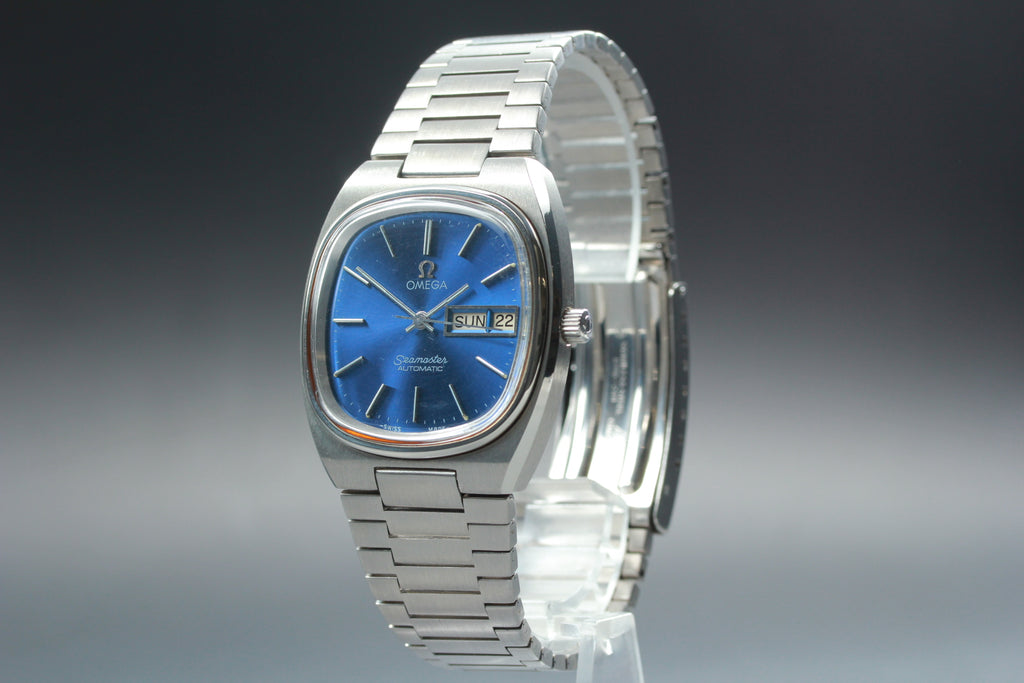 OMEGA シーマスター 自動巻き デイデイト ブルー文字盤 ステンレス メンズ 腕時計 ヴィンテージ