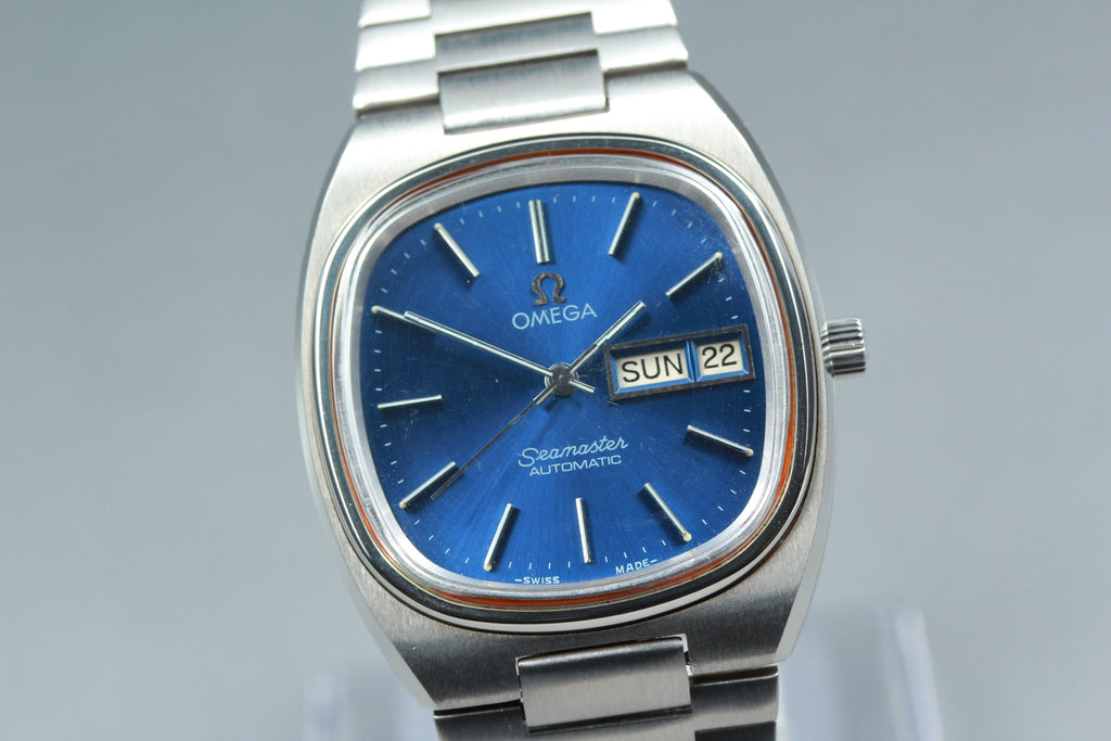 OMEGA シーマスター 自動巻き デイデイト ブルー文字盤 ステンレス メンズ 腕時計 ヴィンテージ