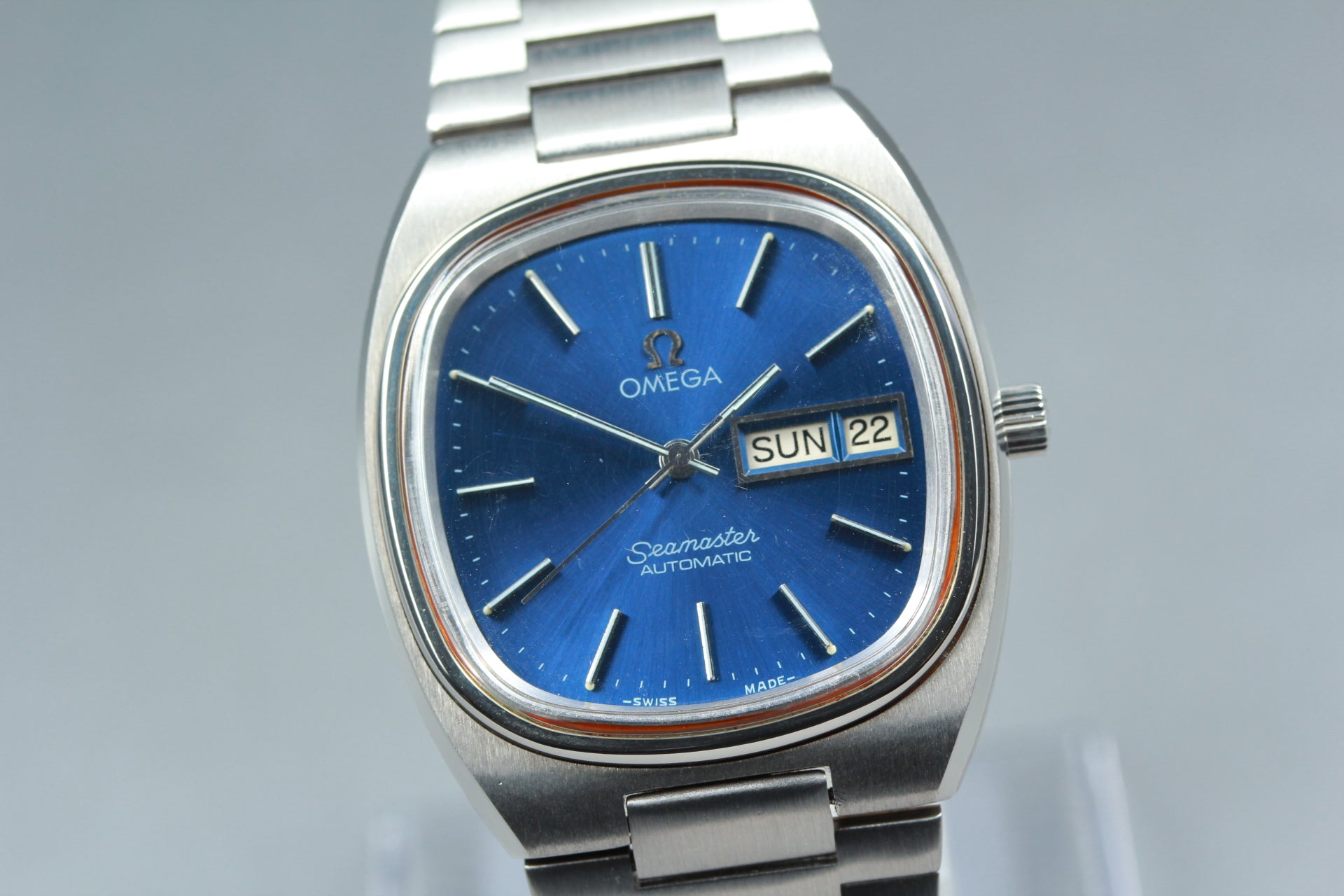 OMEGA シーマスター 自動巻き デイデイト ブルー文字盤 ステンレス メンズ 腕時計 ヴィンテージ