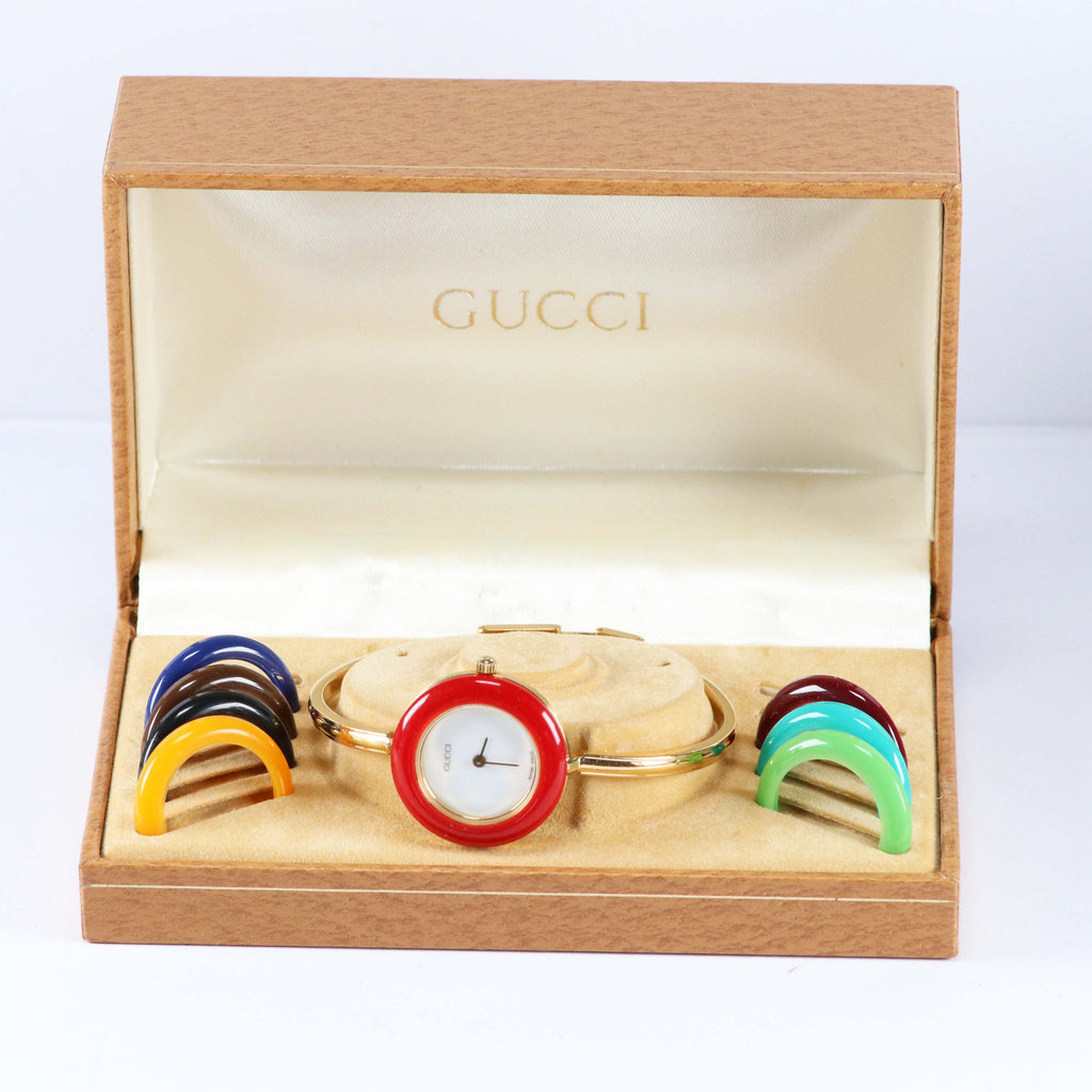 GUCCI チェンジベゼル レディース腕時計 ヴィンテージ 12色ベゼル付き クォーツ