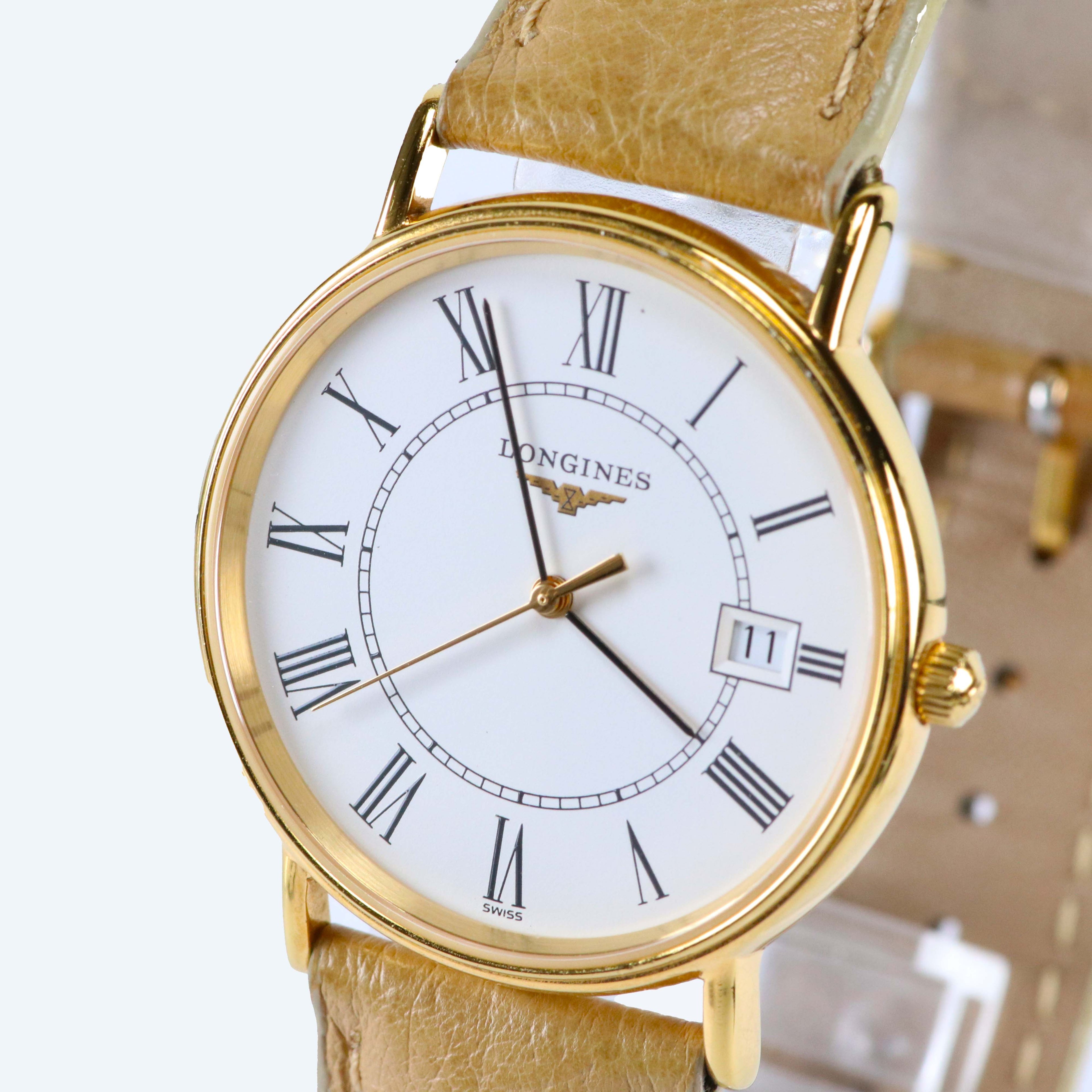 Longines La Grande Classique L4.720.2 Men’s 34mm Gold Plated Roman Dial Quartz Watch – Swiss Vintage