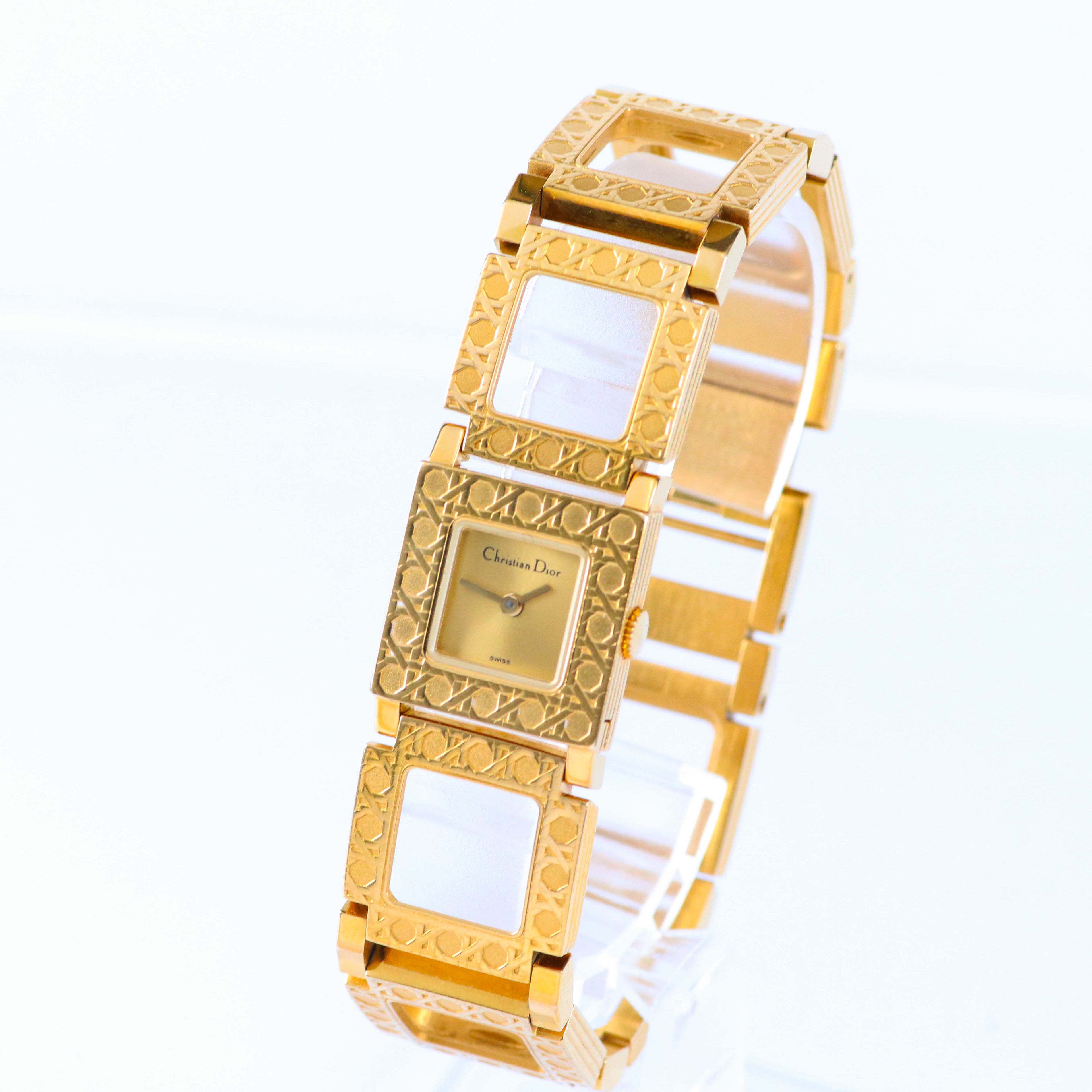 Christian Dior ヴィンテージ ゴールド スクエアウォッチ D60-159 レディース スイス製 19mm