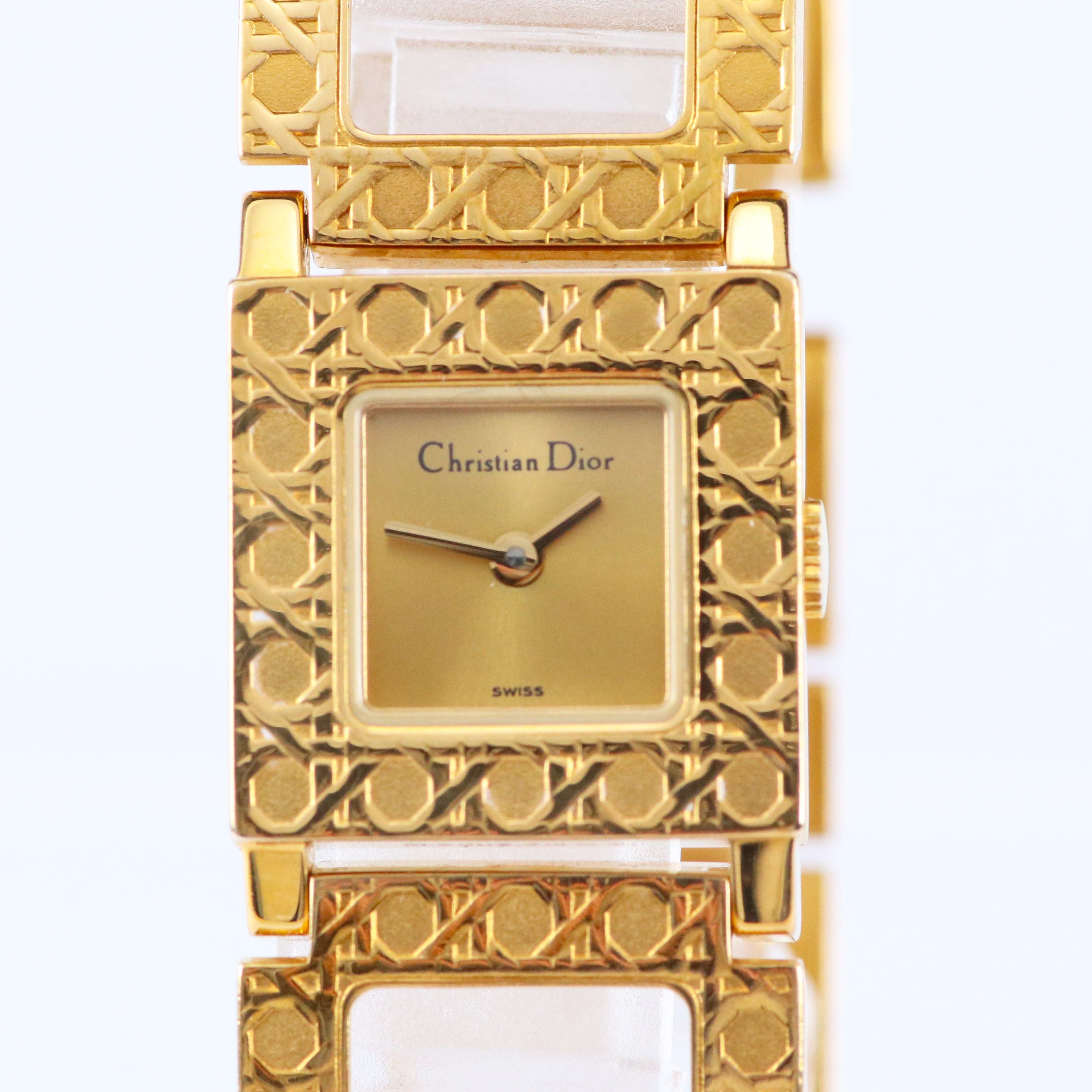 Christian Dior ヴィンテージ ゴールド スクエアウォッチ D60-159 レディース スイス製 19mm