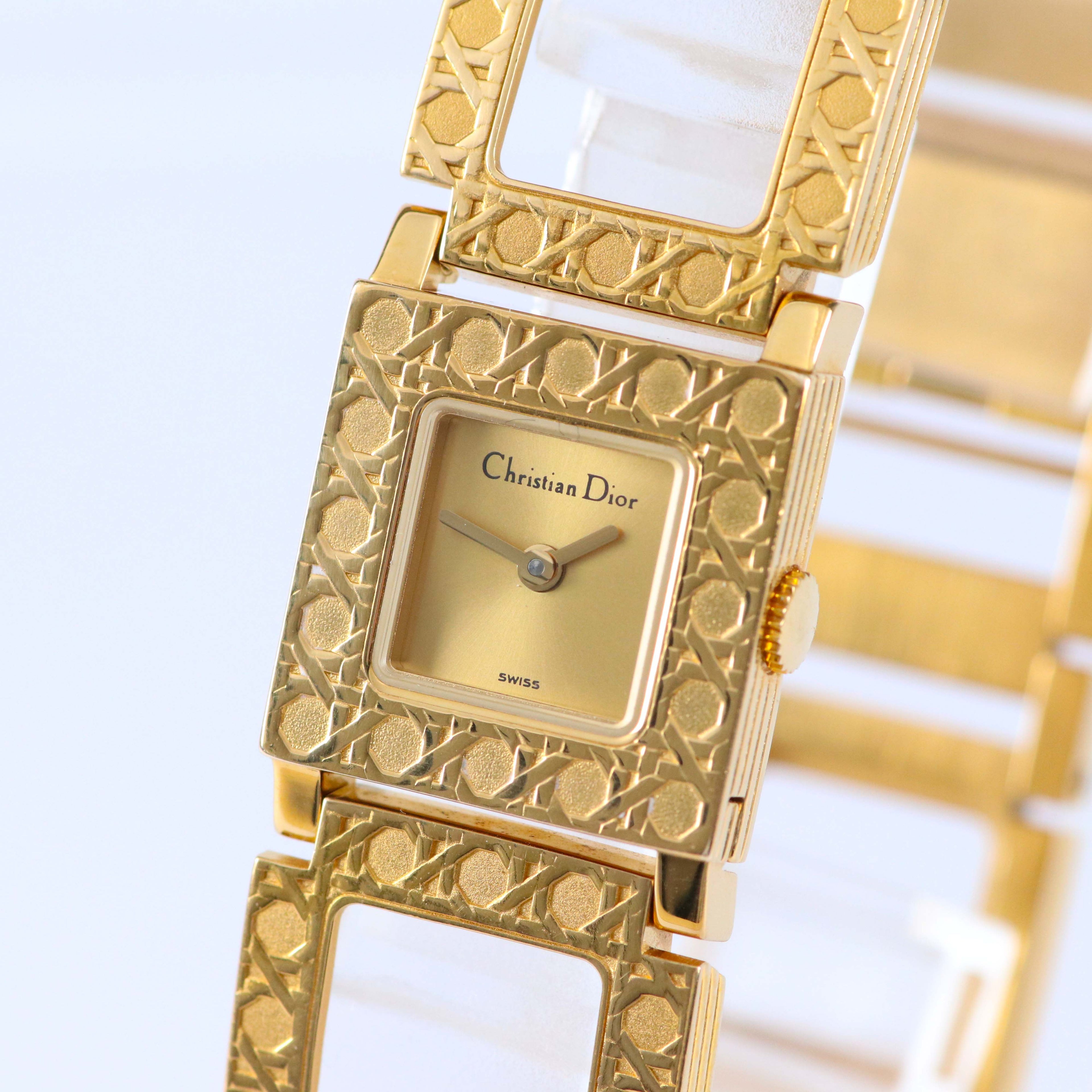 Christian Dior ヴィンテージ ゴールド スクエアウォッチ D60-159 レディース スイス製 19mm