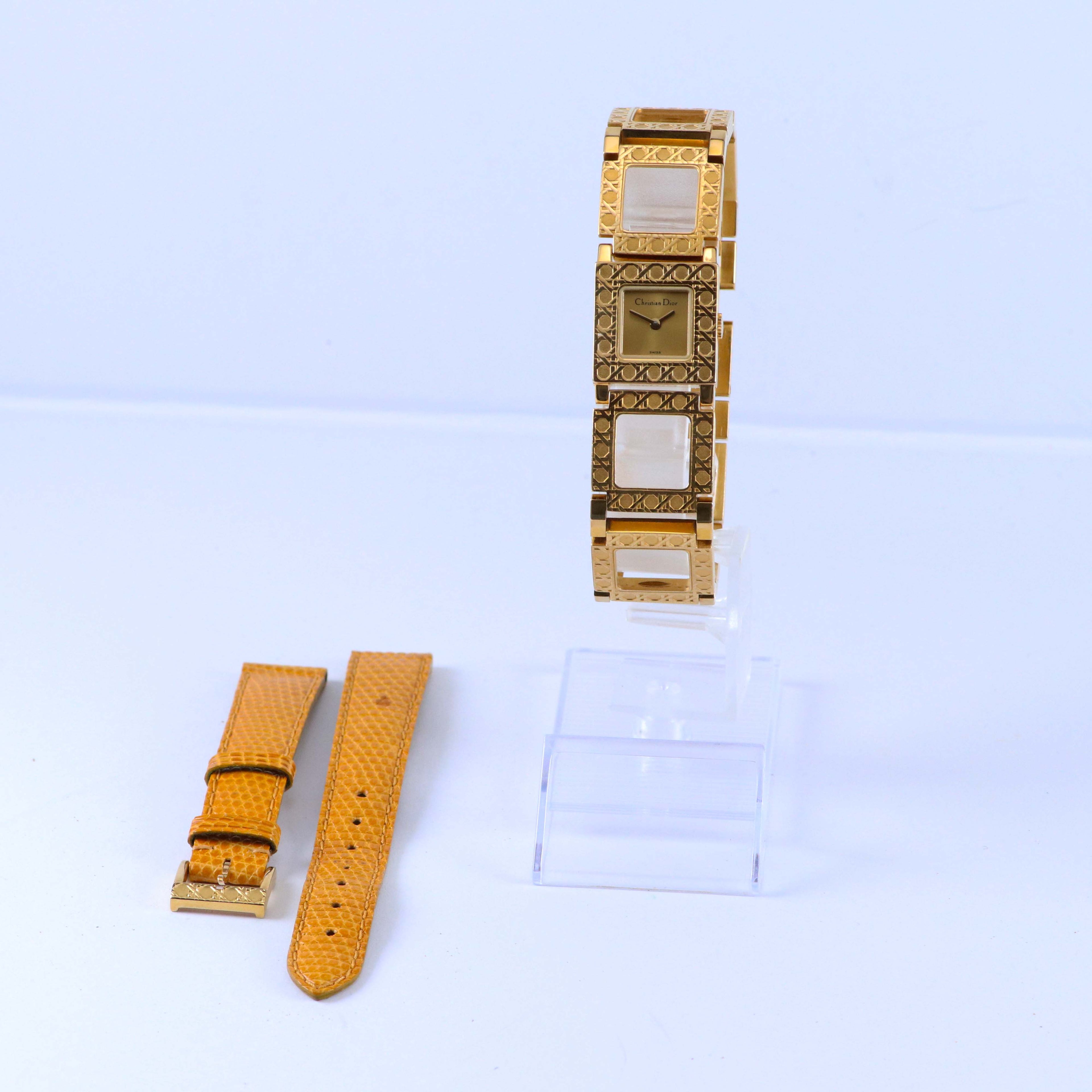 Christian Dior ヴィンテージ ゴールド スクエアウォッチ D60-159 レディース スイス製 19mm