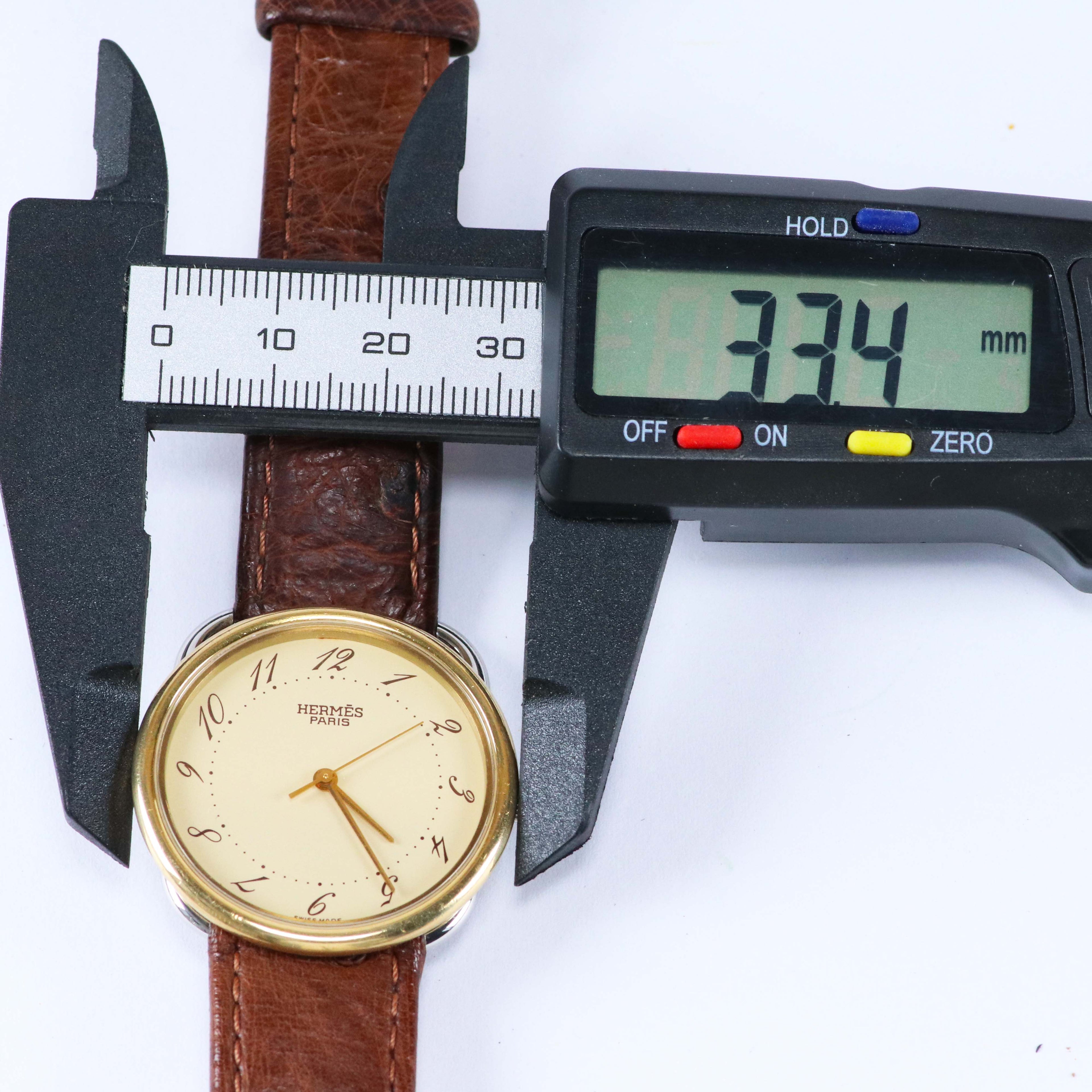 HERMÈS PARIS ヴィンテージウォッチ クォーツ GPケース 約33mm アイボリーダイヤル エルメス