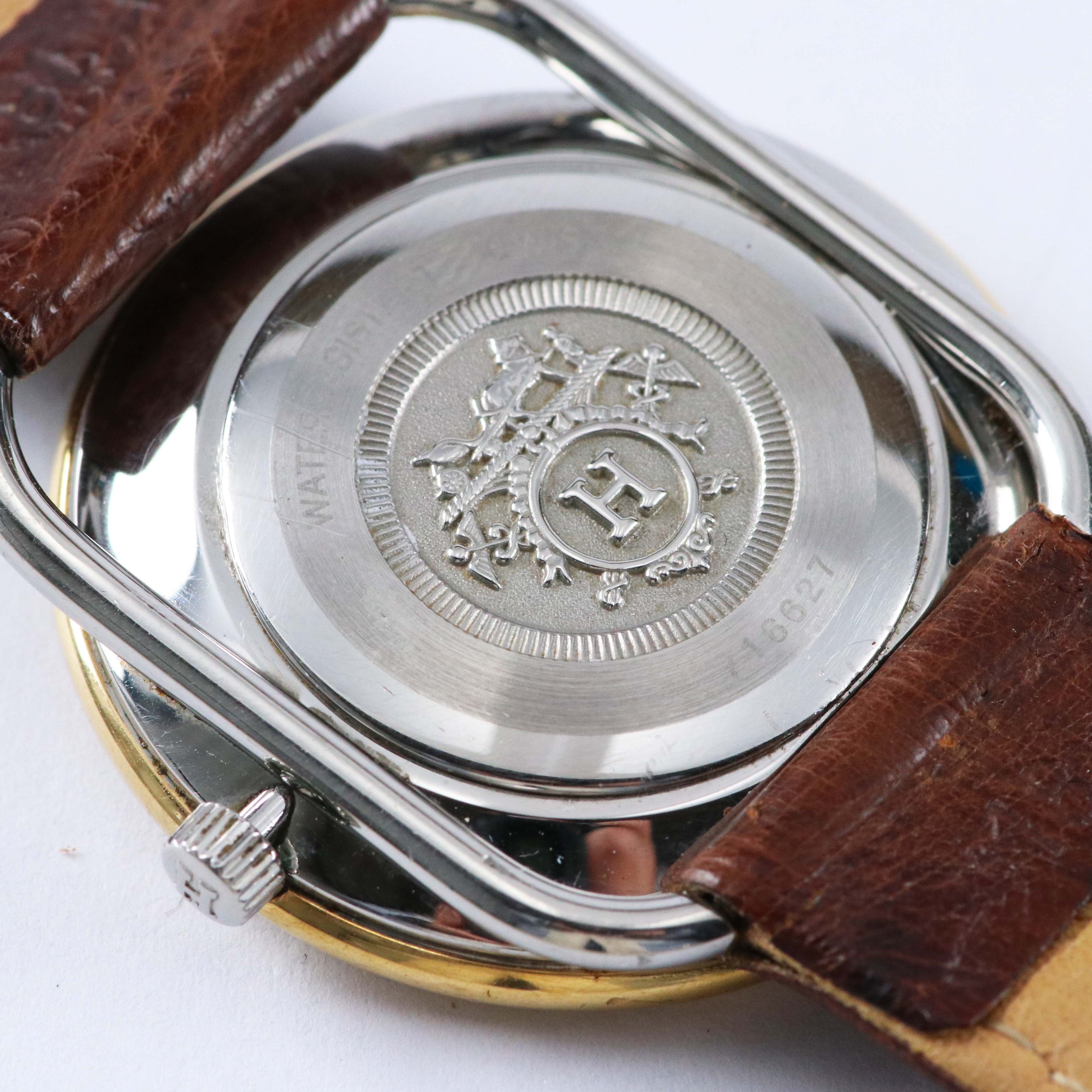 HERMÈS PARIS ヴィンテージウォッチ クォーツ GPケース 約33mm アイボリーダイヤル エルメス